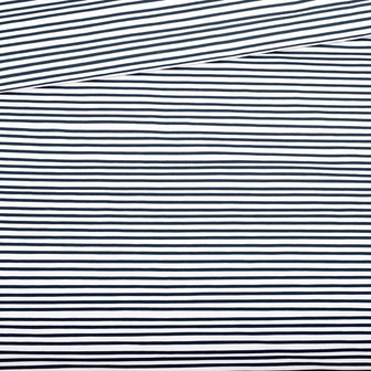French terry - Eva Mouton Stripes donkerblauw