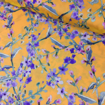 Satijn - Lavendel bloempalet op zalmoranje