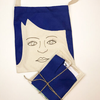 Stoffenpakket - Tote bag blauw haar