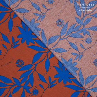 Katoen - Fibremood Flower cut blauw bruin