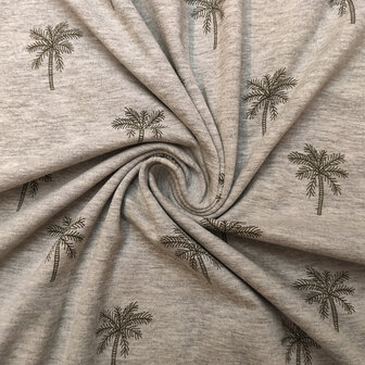 Jersey - Fijne palmboom op gemeleerd grijs
