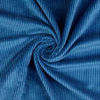 Ribfluweel - Dikke ribbel soepel zachtpetrolblauw