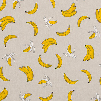 Canvas linnenlook - Banana's op beige