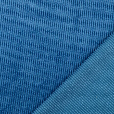 Ribfluweel - Dikke ribbel soepel zachtpetrolblauw