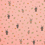 Flanel - Schattige konijntjes op roze_
