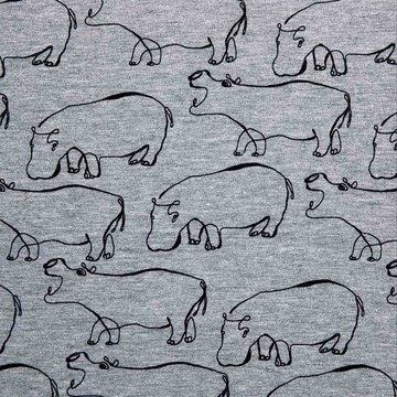 French terry - Hippos  grey melange