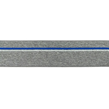 Elastiek 40mm - Grijs melange met wit-blauw boordje