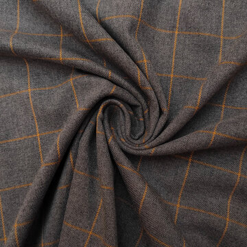 Polyester twill - Oker grid op grijs