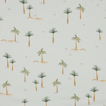 Jersey - Digitale palmboom op ecru
