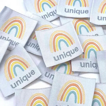 Label - Unique regenboog pastel (5 stuks)