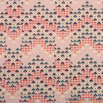 Katoen - Zigzag driehoeken roze