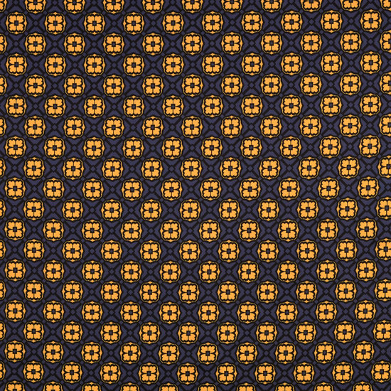 Bloezenstof - Bloemenraster marine en geel-2