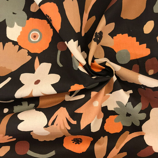 Canvas - Noorse bloemen op fins zwart-2