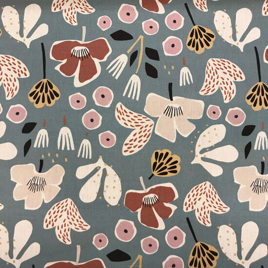 Canvas - Zweedse bloemen op noorsblauw-2