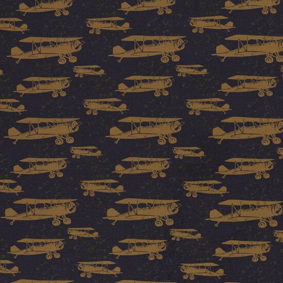 Coupon 185 / Sweater - Retrovliegtuig op nachtblauw-3