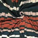 Damesstof - Geprinte plisse bruin en blauw-2