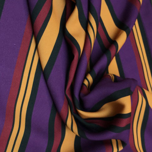 Damesstof - Paars, bordeaux met oker strepen-2