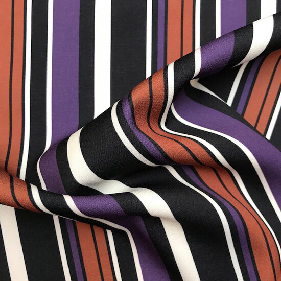 Damesstof - Paarse strepen met roest-2