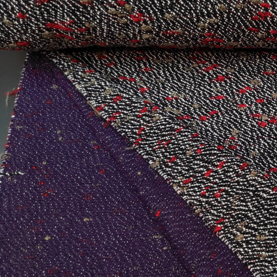 Damesstof - Rood beige met knopjes-2