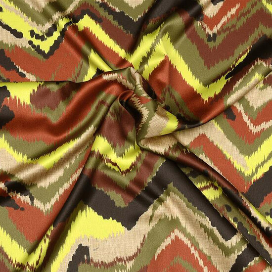 Damesstof - Zigzag painted green brown-2