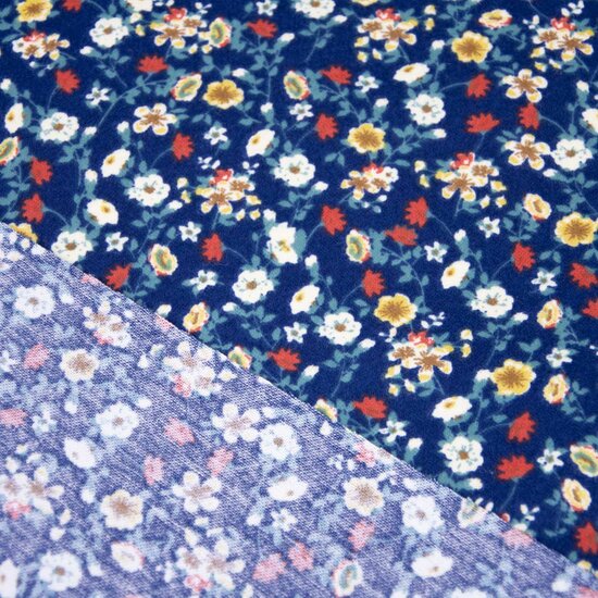 Flanel - Blue zinnia bloemen-3