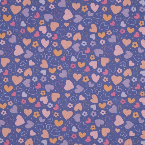 Flanel - hartjes op paars-2