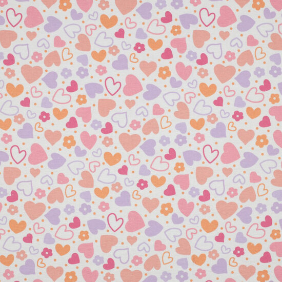 Flanel - hartjes op wit-2