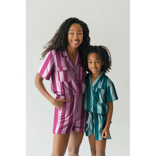 Flanel - Strepen petrol munt-3