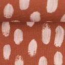 French terry - Lichtroze kwastbollen op roest-3