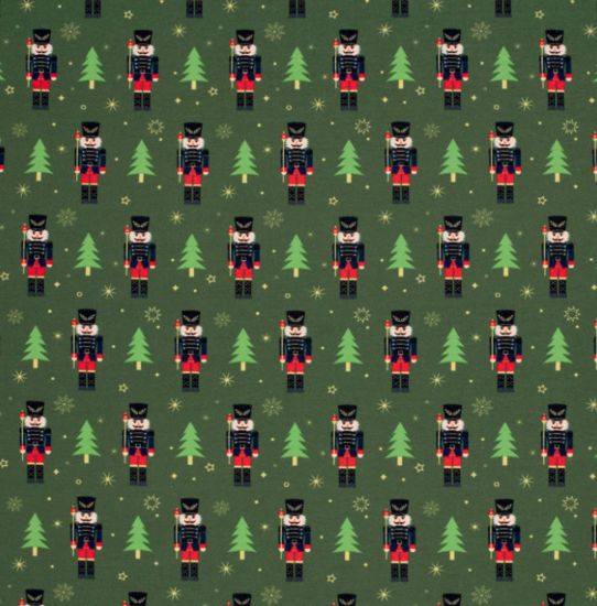 French terry - Notenkrakers op groen-2