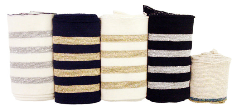 Glitter boord strepen - Ecru en zilver-2