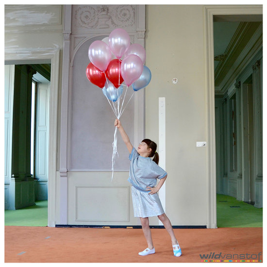 Glitter boord strepen - Jeans mêlée en zilver-2