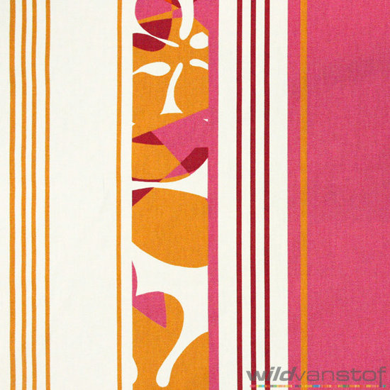 Grote roze oranje bloemen en strepen-2