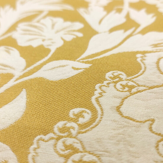 Jacquard - Geelgoud met bloemen-2