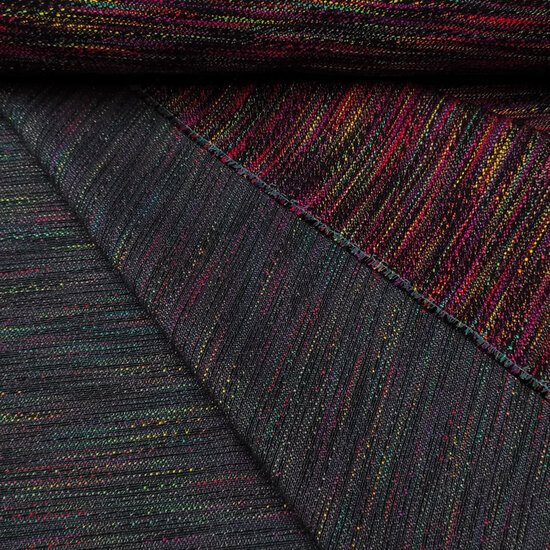 Jacquard - Geweven fuchsia zwart lijnen-3