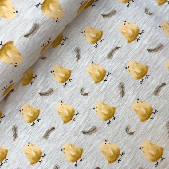 Jersey - kuikens op beige mêlé-2