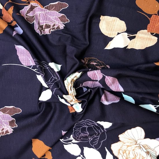 Jersey - Paars met carreaux rozenprint-2