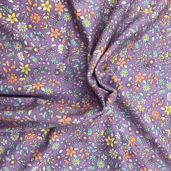 Jersey - Violet met mini heidebloempjes-2