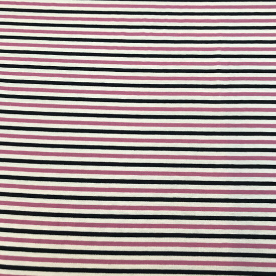 Jersey - Zwart en roze streepje 4mm-2