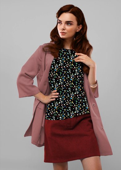 jersey - Zwart met kleurrijke terrazzo-2