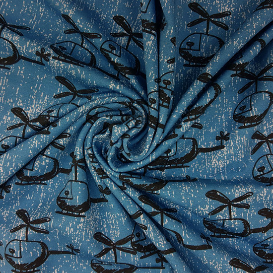 jersey - Zwarte helikopter op blauw-2