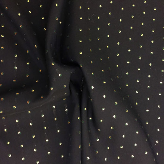 Jurkenstof - Blauw met goud groene stip-2