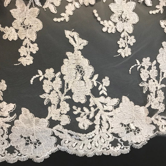 Kant - Bloemen op mesh haute ecru-3