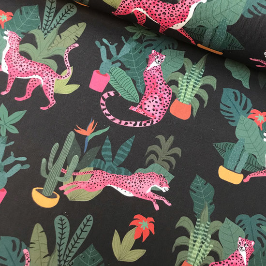 Katoen -  Verstopt luipaard bij bloempot-2