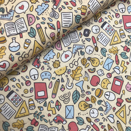 Katoen - Back to school op geel-2