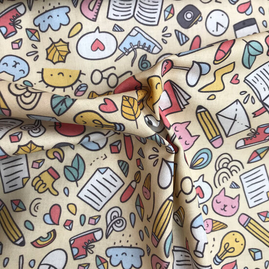 Katoen - Back to school op geel-3