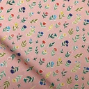 Katoen - Bloemensteel op lichtroze-2