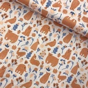 Katoen - Blozende dierenvrienden op zalmroze-3