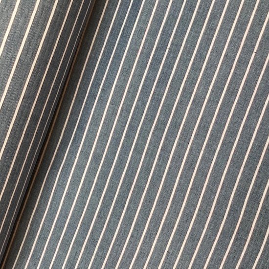 Katoen - Donkerdenim met streep-3