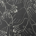 Katoen - Ecru getekende handen op grijs-2